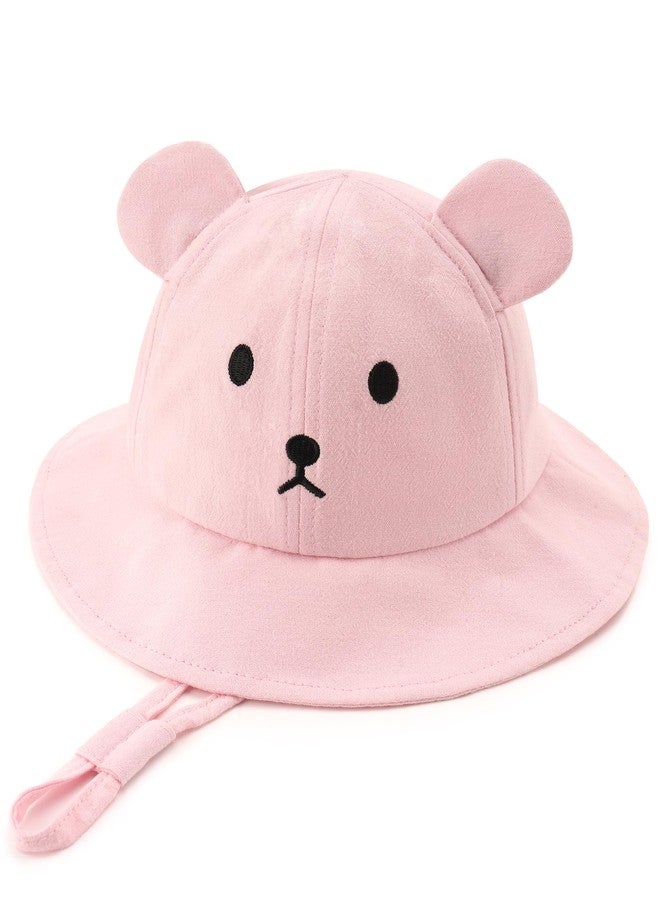 FURTALK Baby Toddler Sun Hat Wide Brim Baby Bucket Hats with Bear Ears Infant Beach Hat Pink - Image 1