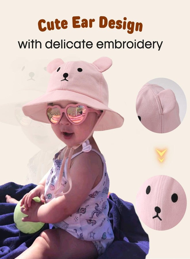 FURTALK Baby Toddler Sun Hat Wide Brim Baby Bucket Hats with Bear Ears Infant Beach Hat Pink - Image 5