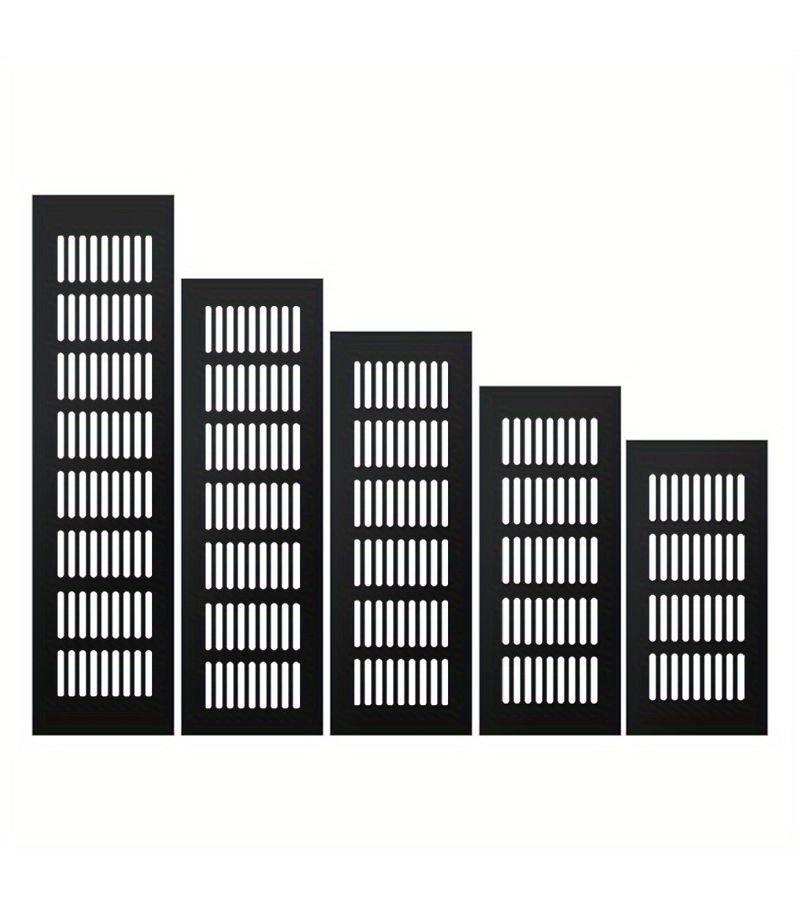 Black Aluminum Perforated Air Vent Grille Cover for Closet 2pcs 50x200 - Image 2