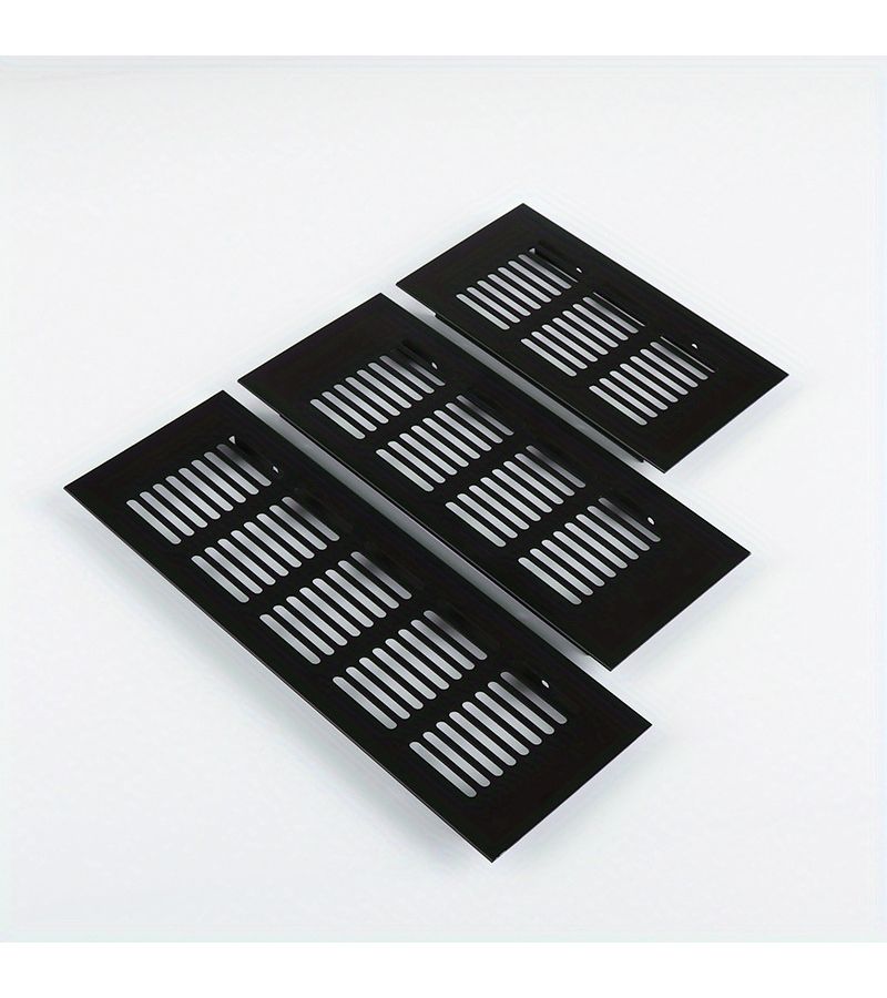 Black Aluminum Perforated Air Vent Grille Cover for Closet 2pcs 50x200 - Image 5