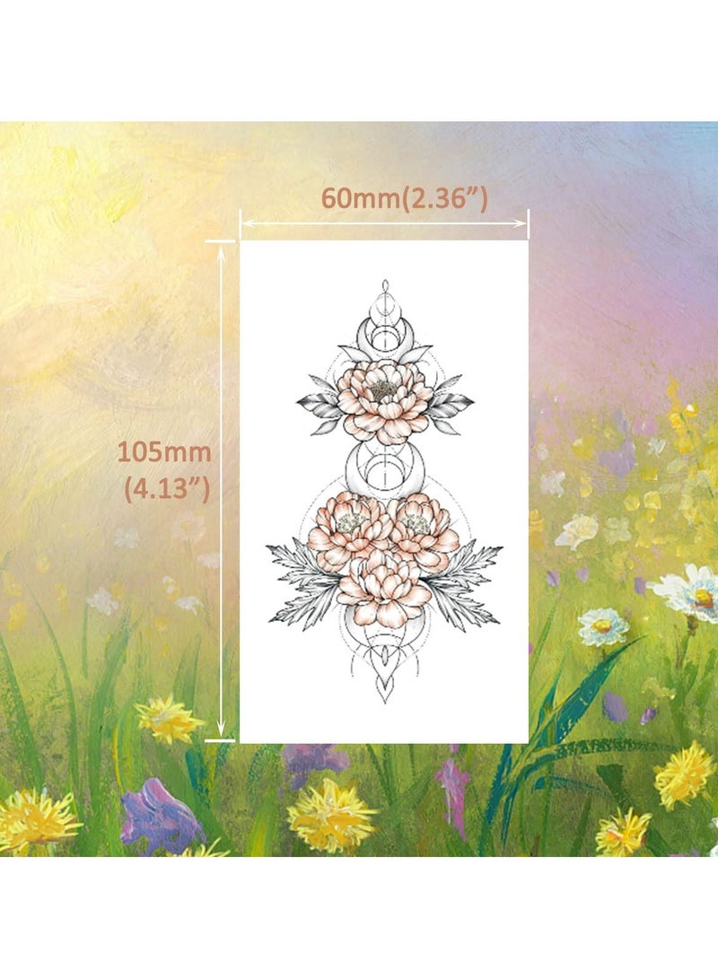 ORAINBOW Small Hand Flower Temporary Tattoos Realistic for Women and Teen Girls 15 Sheets Rose Lotus Daisy Butterfly Moon Stars Gift Tattoo Set for Face Neck Sternum Clavicle Arm Waist Belly Body Art  - Image 2
