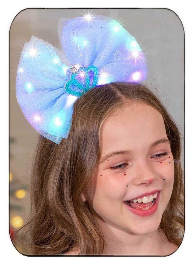 GENBREE Light Up Bow Headband Led Crown Hair Band Bowknot Hair Hoop Festival Party Costume Hair Accessories For Girls  - Image 1