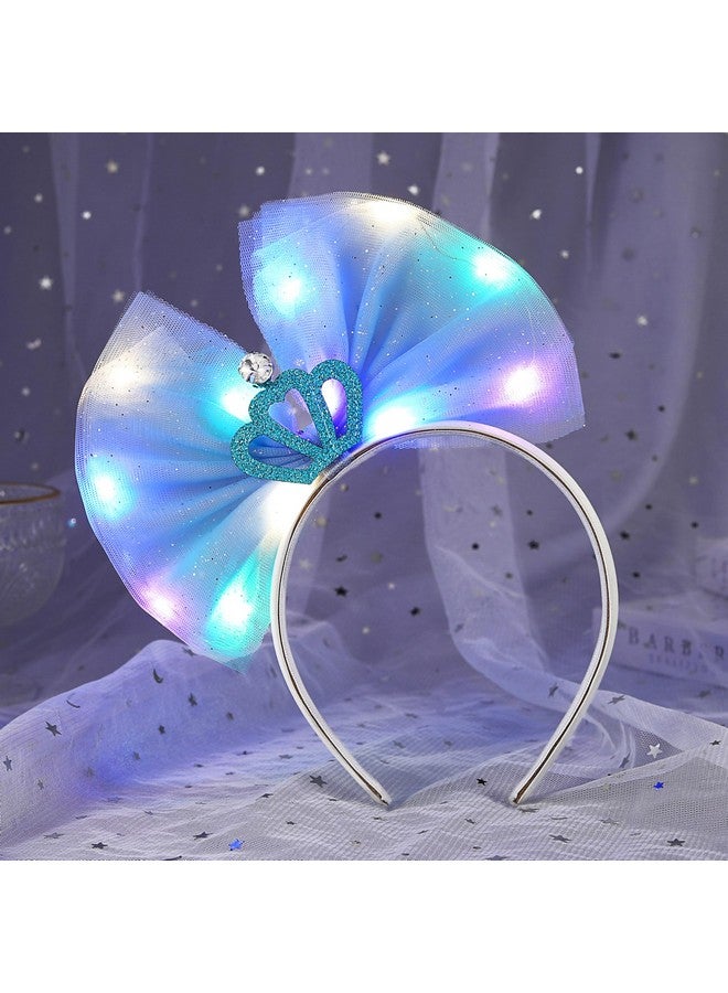 GENBREE Light Up Bow Headband Led Crown Hair Band Bowknot Hair Hoop Festival Party Costume Hair Accessories For Girls  - Image 2