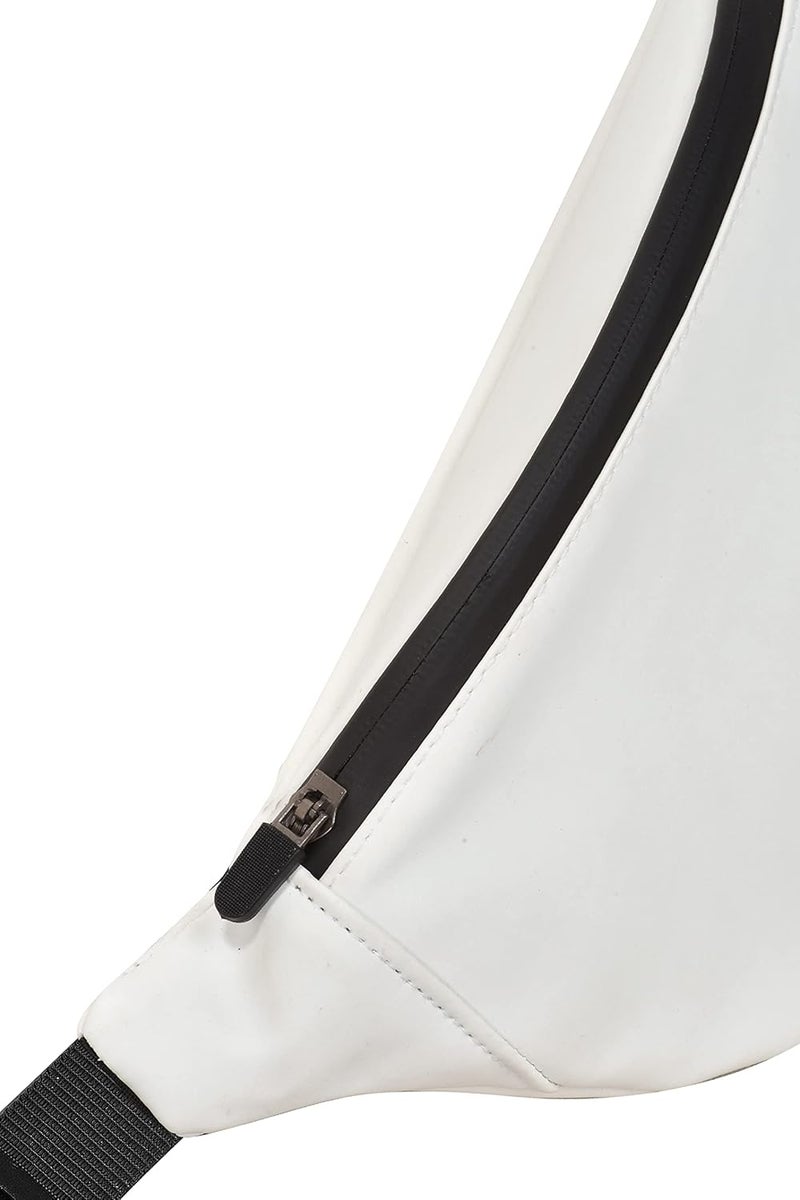 Syutm Unisex Premium Leather Waist Pack Travel Handy Hiking Zip Pouch Elegant Style Document Money Phone Belt Sport Bag for Men and Women Adjustable Strap (Show White1) - Image 3