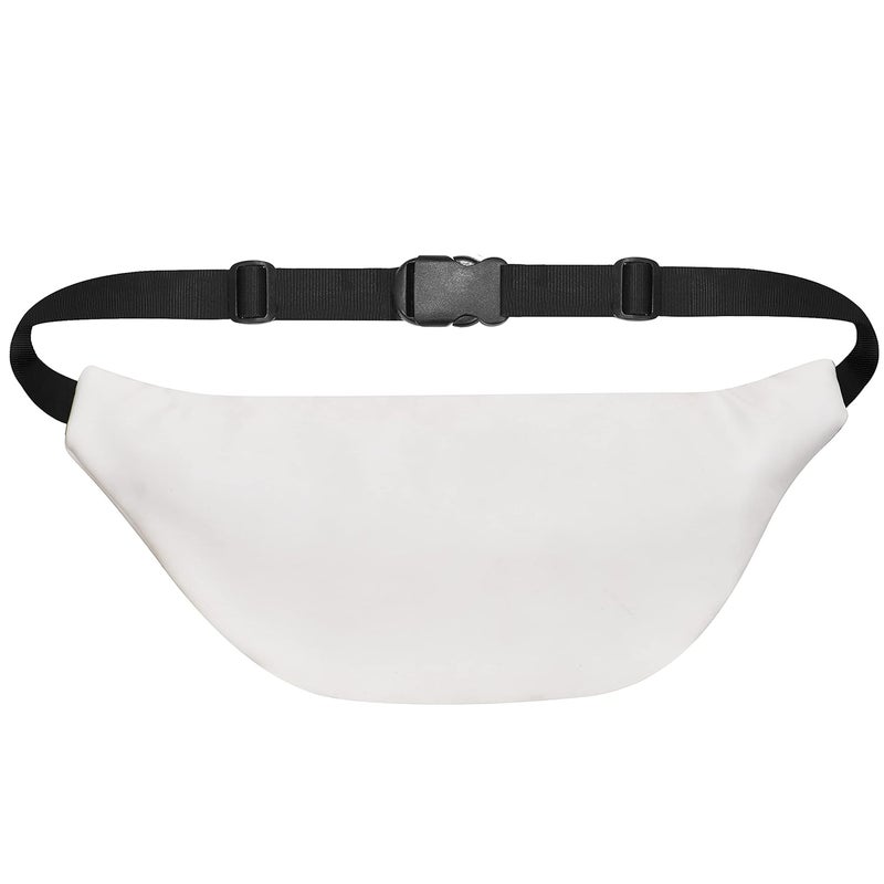 Syutm Unisex Premium Leather Waist Pack Travel Handy Hiking Zip Pouch Elegant Style Document Money Phone Belt Sport Bag for Men and Women Adjustable Strap (Show White1) - Image 2