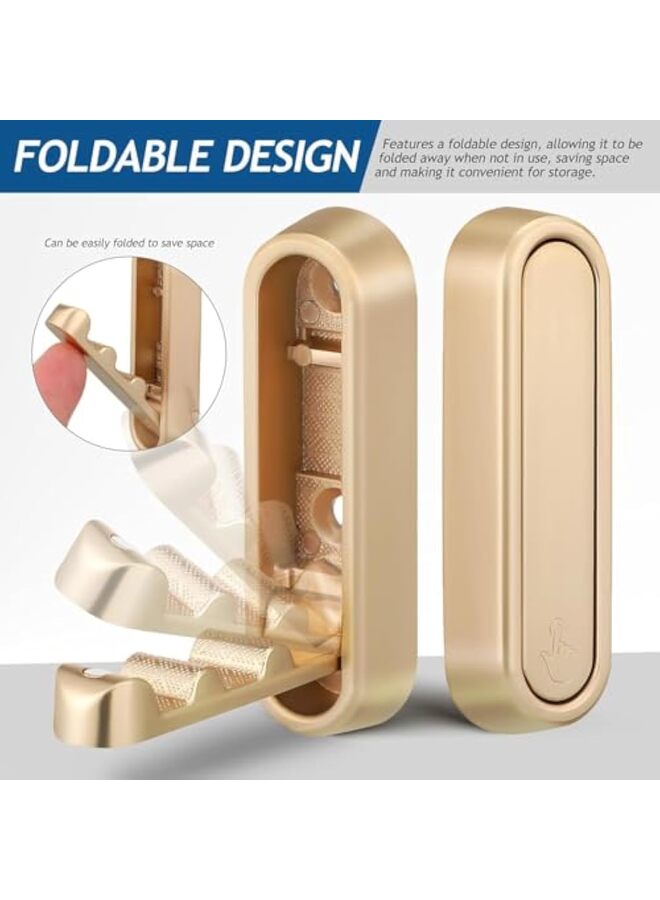 3 PCS Foldable Gold Zinc Alloy Wall Hooks - Heavy Duty for Coats, Towels, Backpacks, Bags - Brushed Gold Towel Hook for Bathroom, Closet, Entryway, Pool, and Kitchen  - Image 5