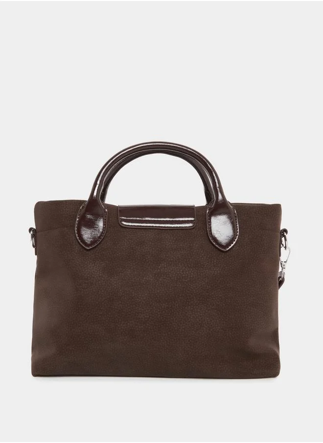 Styli Styli Solid Tote Bag with Contrast Dual Handle