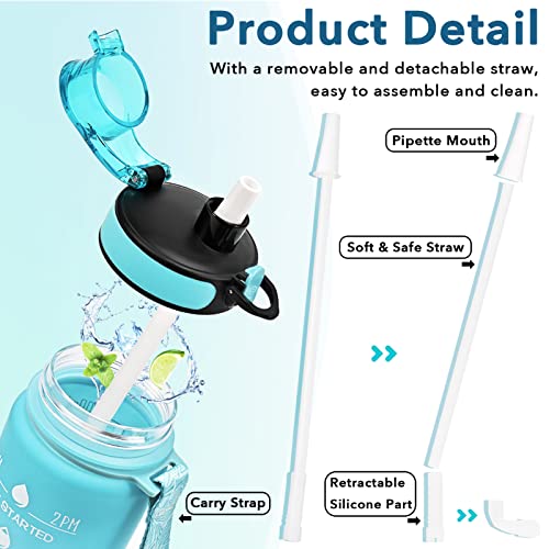 Enerbone 32 oz Water Bottle, Leakproof BPA & Toxic Free, Motivational Water Bottle with Times to Drink and Straw, Fitness Sports Water Bottle with Strap for Office, Gym, Outdoor Sports, Green-Blue - Image 5