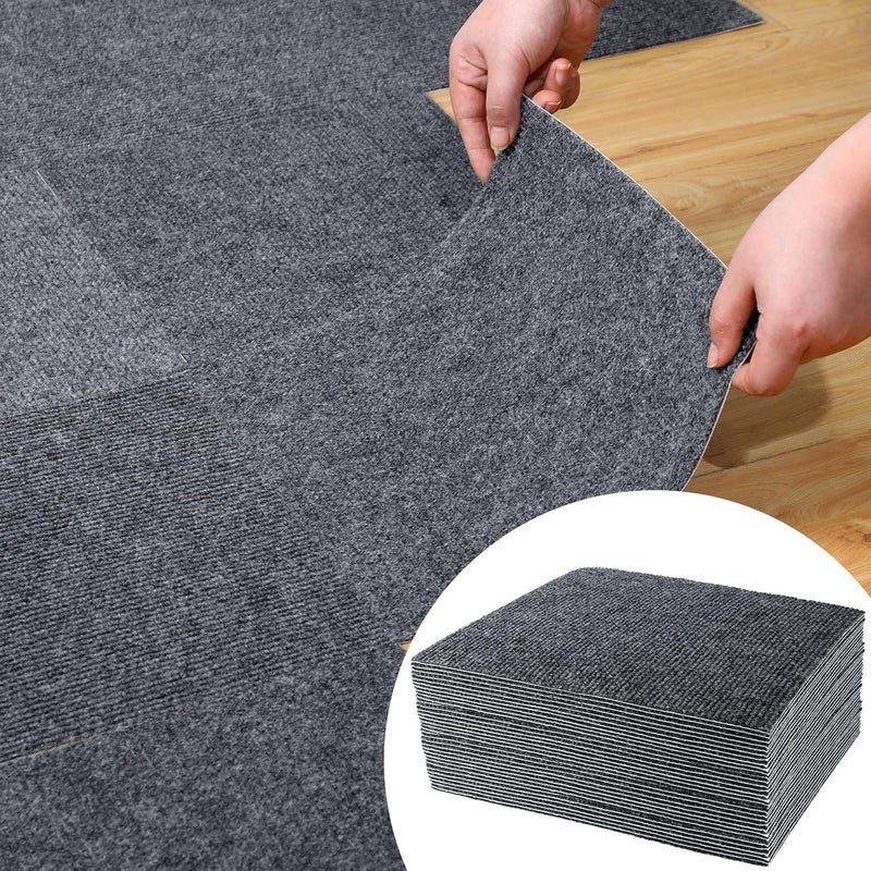 Tondiamo 24 Pcs Self Adhesive Square Carpet Tiles 12 x 12 Non Slip Peel and Stick Carpet Floor Tile DIY Flooring for Kitchen Dining Room Home Furnishings Floor - Image 1