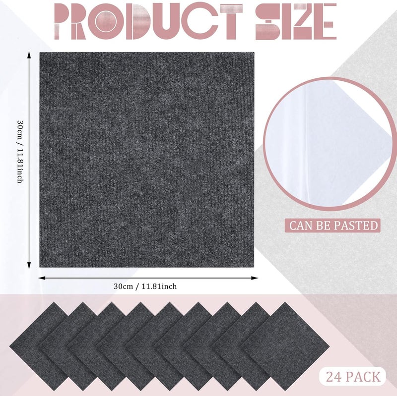 Tondiamo 24 Pcs Self Adhesive Square Carpet Tiles 12 x 12 Non Slip Peel and Stick Carpet Floor Tile DIY Flooring for Kitchen Dining Room Home Furnishings Floor - Image 3