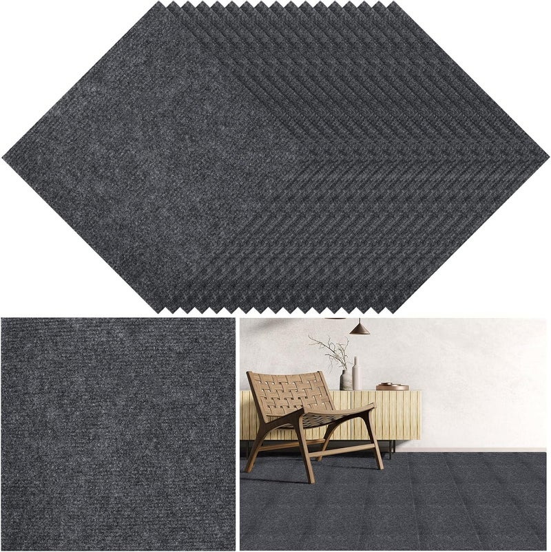Tondiamo 24 Pcs Self Adhesive Square Carpet Tiles 12 x 12 Non Slip Peel and Stick Carpet Floor Tile DIY Flooring for Kitchen Dining Room Home Furnishings Floor - Image 2