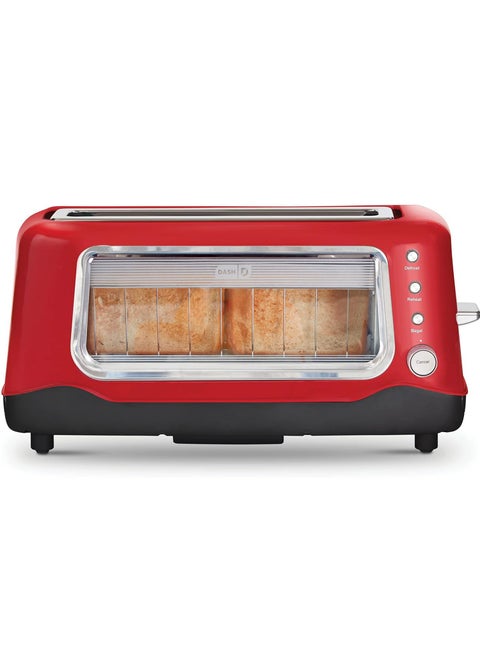 DASH Clear View Toaster  Compact Design with 7 Browning Levels  ClearView Window ExtraWide Slot Large Toaster 1Touch Defrost Reheat  Bagel Functions  Easy Clean Up Crumb Tray Red