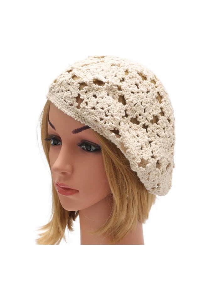ZLYC Women's Beret, Floral Beige, one Size fits Most  - Image 4
