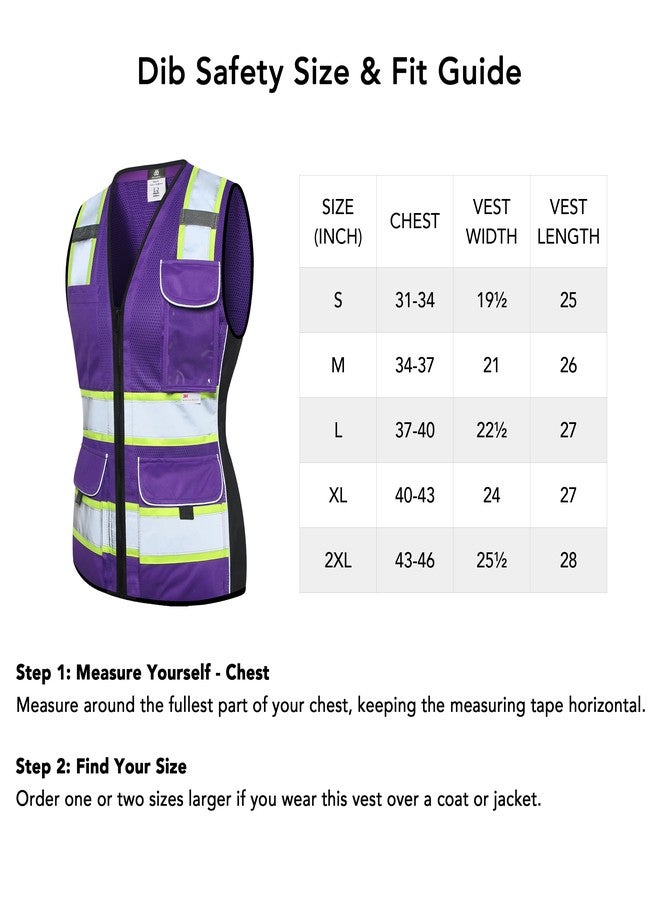 Dib Safety Vest for Women with Pockets, Mesh Reflective Vest High Visibility, ANSI Class 2 Made with 3M Reflective Tape, Purple 2XL - Image 2