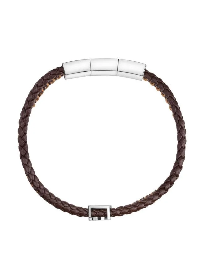 Saint Honore Paris Logo Brown Macramé Braided Leather Bracelet for Men