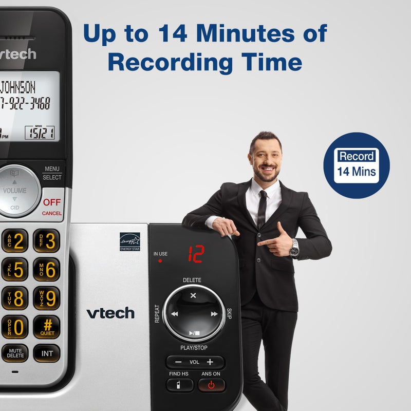VTech 3-Handset Cordless Phone with Answering Machine, with Large Display and Big Buttons Caller ID, Full-Duplex Speakerphone, Last 10 Number Redial, Easy to use VG232-3 - Image 3