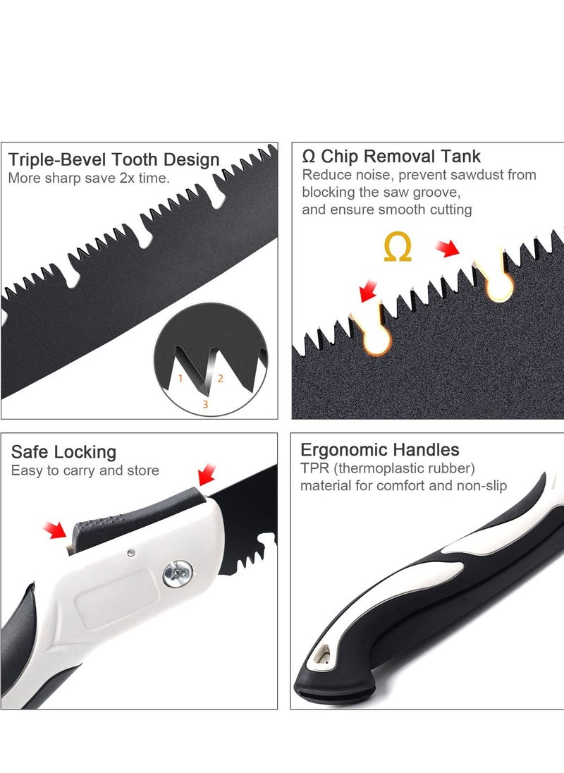Generic - Folding Saw, Heavy Duty 12 Inch Extra Long Blade Hand Saw Hand Pruning Saws with High-Manganese Steel Teethfor Wood Camping, Dry Wood Pruning Saw With Hard Teeth - Image 1