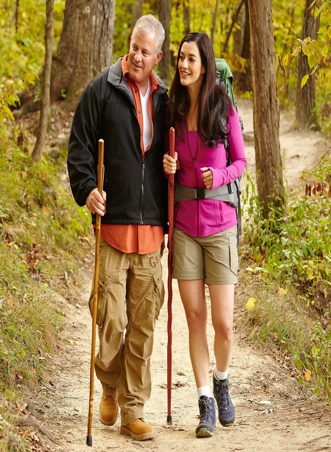 Brazos Rustic Wood Walking Stick, Hickory, Traditional Style Handle, for Men & Women, Made in the USA, 41" - Image 2