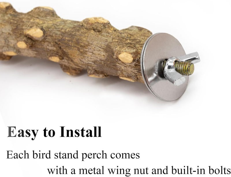 LhyBtm Set of 4 Natural Perches for Birds, Natural Wood Poles, Bird Stand, Bird Accessories, Perches for Budgies, Canaries, Cockatiels, Bird Accessories in Bird Cage - Image 3