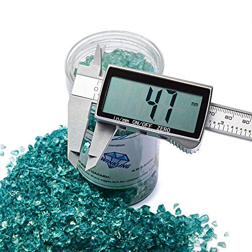 TWINKLING High Luster Fire Glass Gravel Stone Glitter,Broken Glass,Fire Gems Chips,Crushed Glass for Fire Pit Crafts Resin Art Aquarium Garden Decoration,3-6mm,1-Pound Jar (Turquoise) - Image 3