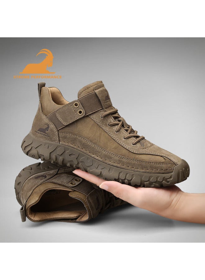 Beck Gongyang Men's Casual Shoes, Spring And Autumn Style, Comfortable Soft Sole, Retro Outdoor Hiking Shoes, Men's Sneakers, Khaki, Size 40 - Image 1