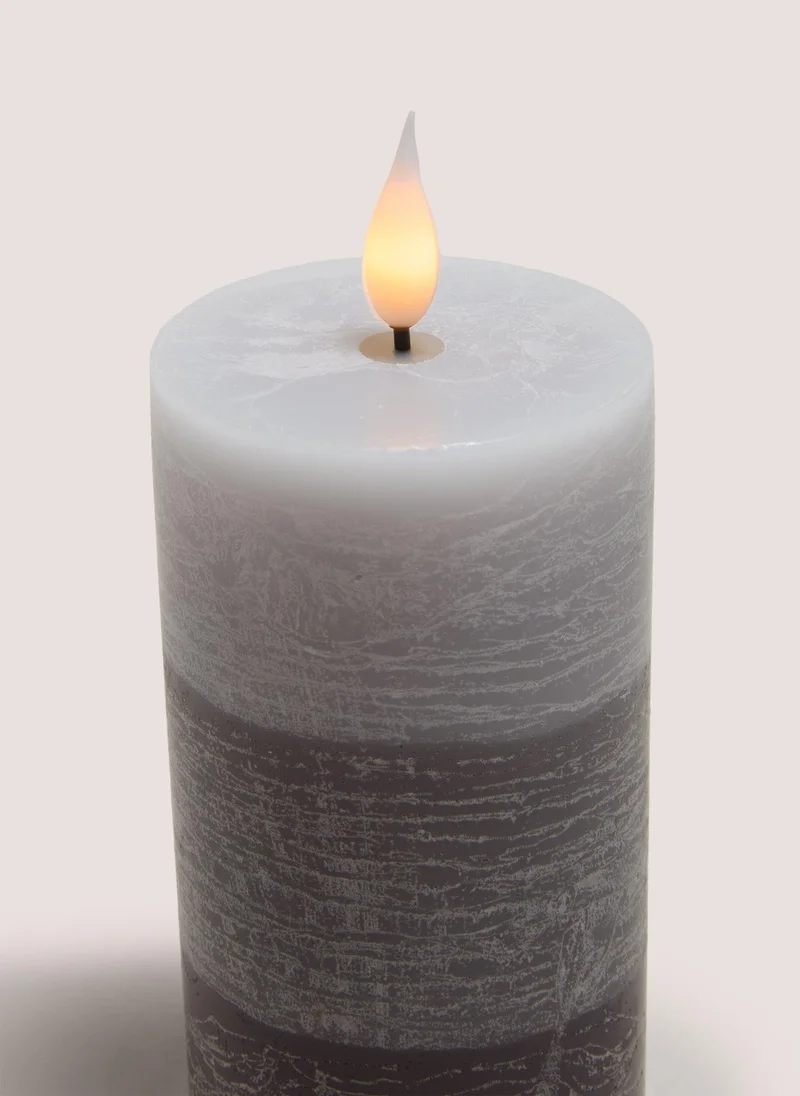 Matalan Grey LED Candle (7.5cm x 18cm)