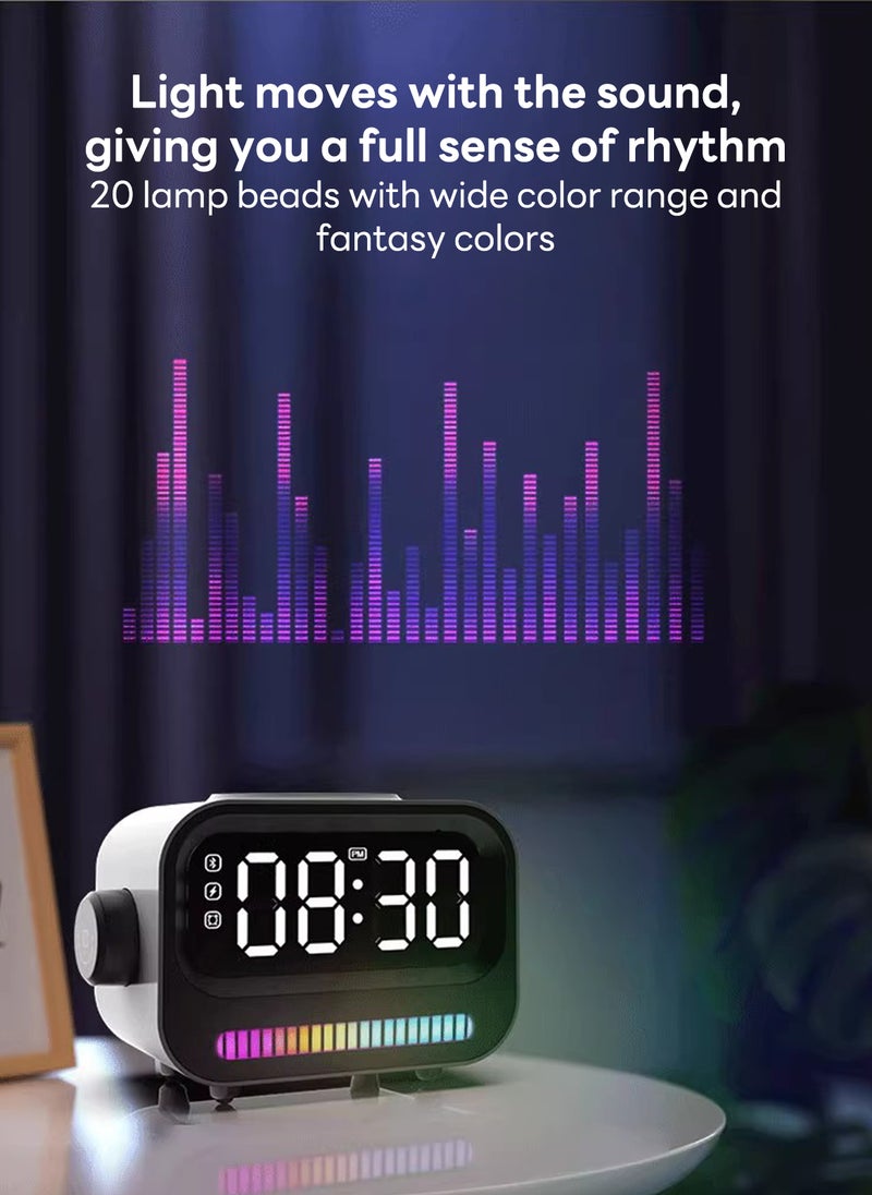 Sharpdo - 6-In-1 Multifunctional Smart Wireless Charging Bluetooth Speaker, Atmosphere Light/Digital Display Clock/Alarm Clock/Smart Wireless Charging/Bluetooth Speaker - Image 1