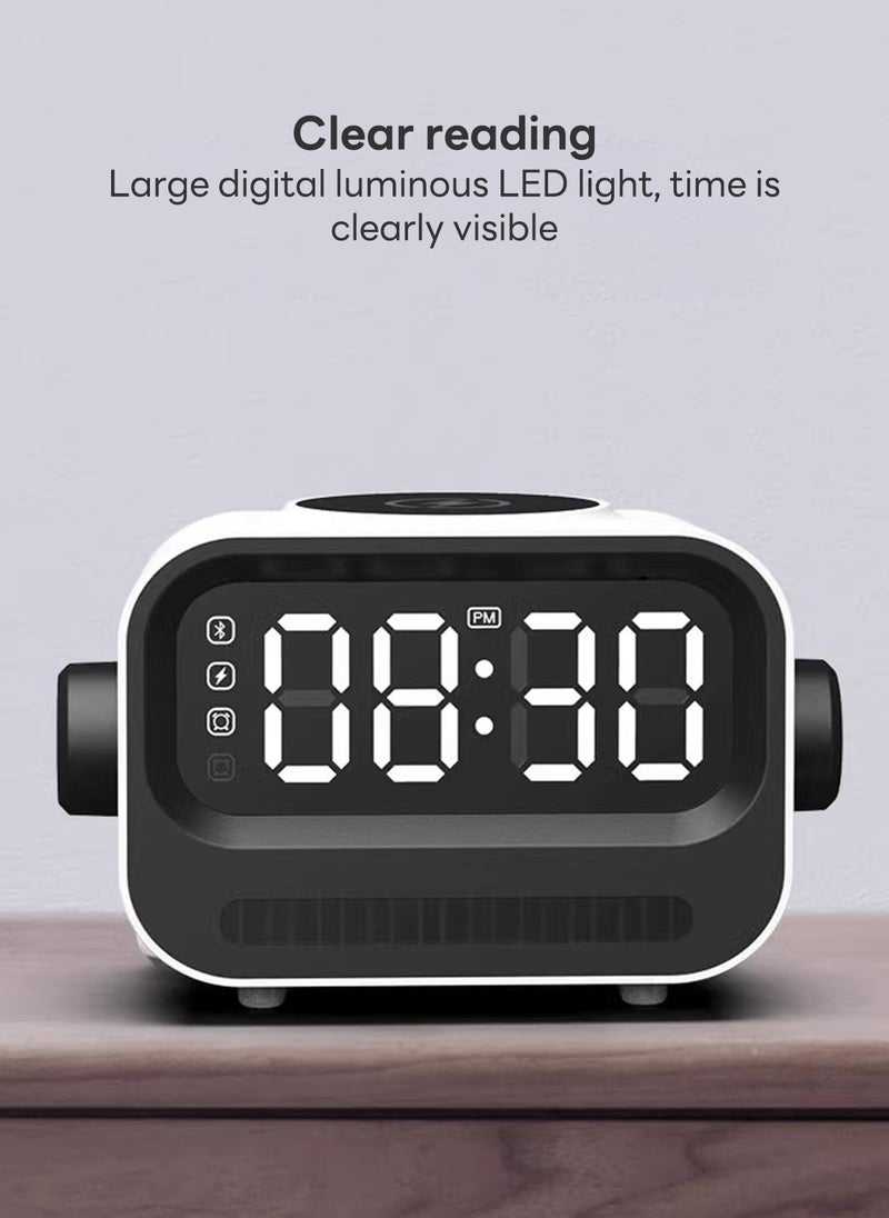 Sharpdo - 6-In-1 Multifunctional Smart Wireless Charging Bluetooth Speaker, Atmosphere Light/Digital Display Clock/Alarm Clock/Smart Wireless Charging/Bluetooth Speaker - Image 1