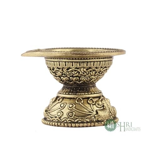 INDICAST Religious Brass Diya for Puja | 1.25" Arti Deepak Deepam Oil Lamp for Worship and Festivities | Perfect for Pooja Rituals (Weight - 50gm) - Image 4
