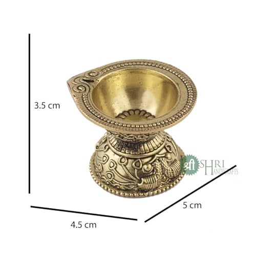 INDICAST Religious Brass Diya for Puja | 1.25" Arti Deepak Deepam Oil Lamp for Worship and Festivities | Perfect for Pooja Rituals (Weight - 50gm) - Image 5