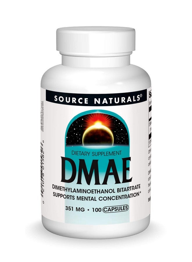 سورس ناتشورالز Source Naturals DMAE، ثنائي ميثيل أمينو إيثانول بِتَرْتَرات - يدعم التركيز العقلي*، 351 مجم - 100 كبسولة - Image 1