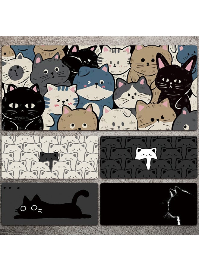 Cat Mouse Pad Cute Cartoon Large Male Black Keyboard Girl Mouse Pad Office Desktop Table Mat-Color:900x400mm-4mm-Pattern:Lake Blue Cat 569  - Image 2
