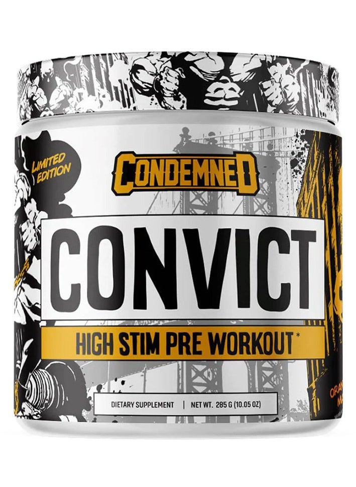 Condemned Laboratoriez - Condemned Labz convict  High stim Pre Workout Orange Mango 300g - Image 1