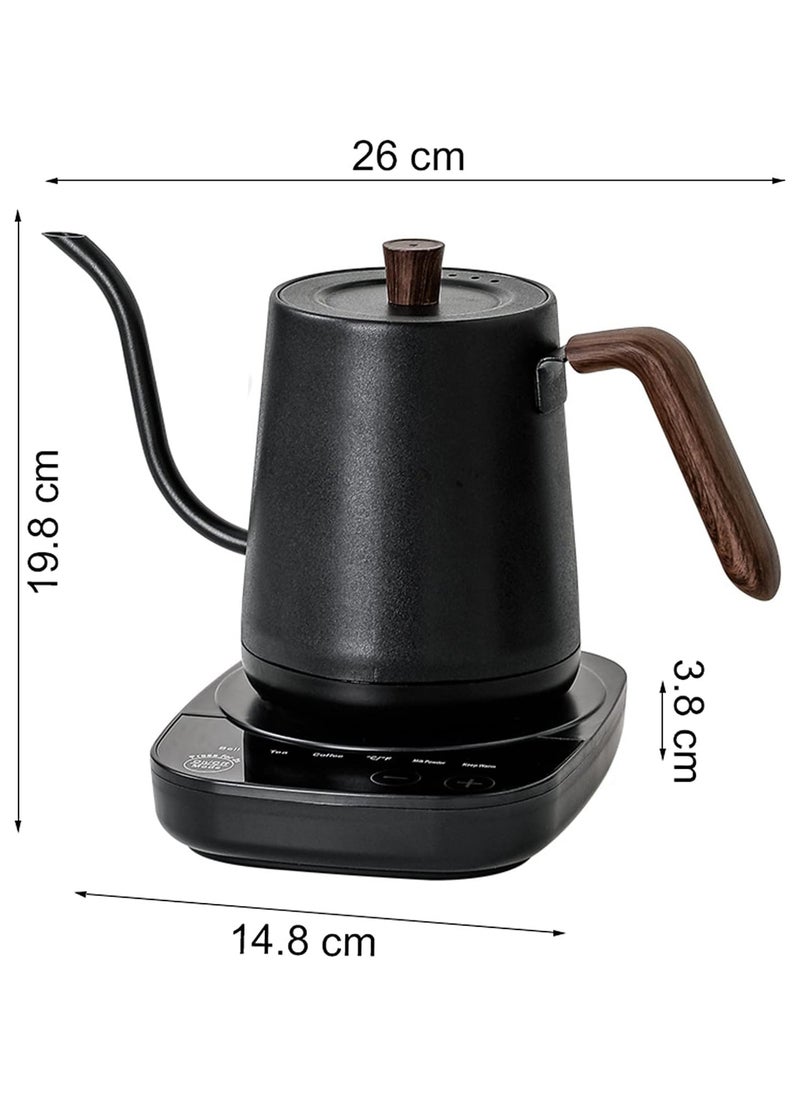 Generic - Electric Gooseneck Kettle, 800ml Ultra Fast Boiling Hot Water Kettle, Stainless Steel Electric Kettle, Automatic Temperature Control and Constant Temperature, 1000W Rapid Heating (Black) - Image 1
