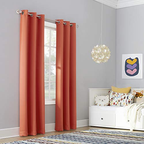 Sun Zero Riley Kids Bedroom Blackout Grommet Curtain Panel, 40" x 63", Tangerine Orange - Image 1