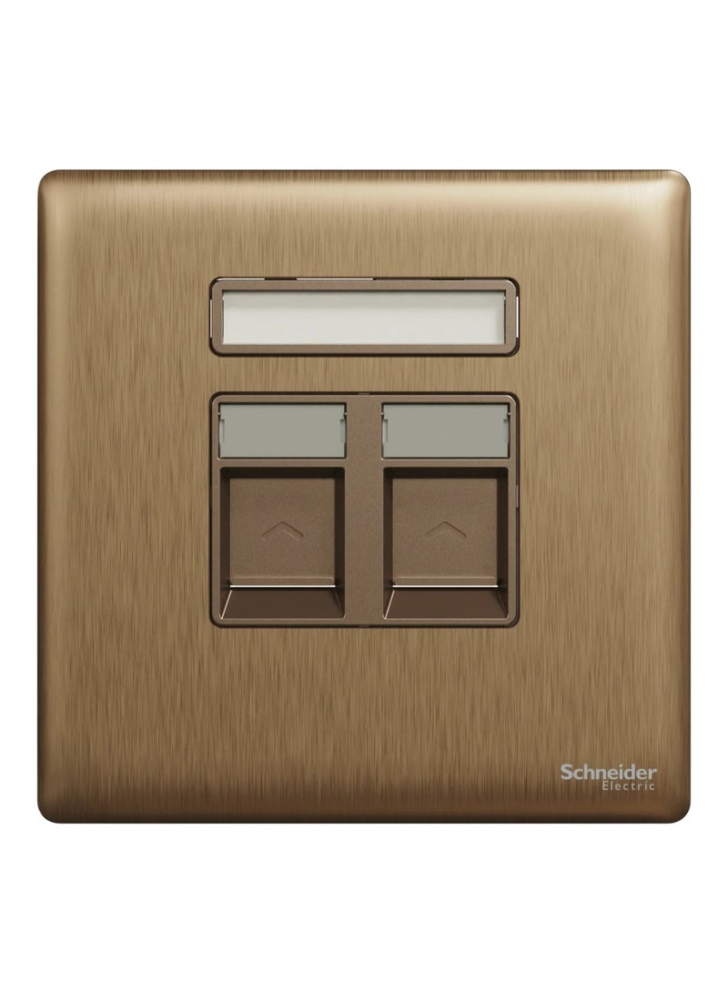 Schneider Electric Schneider Electric Central plate, Unica, for RJ45, 2 gangs, with shutter, dark bronze - NUX32RJ_DB - Image 1