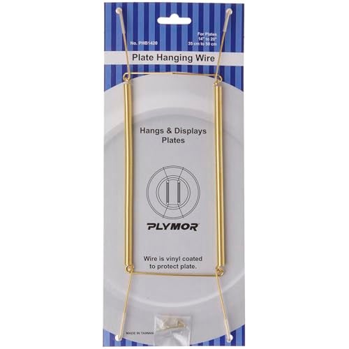 Plymor Shiny Gold Finish Wall Mountable Plate Hanger, 11" H x 3.5" W x 0.5" D (For Plates 14" - 20") - Image 1