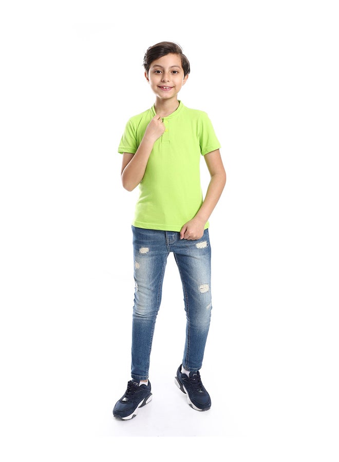 Andora Henely Neck Basic Tshirt Casual Look For Boy _ Light Green - Image 1