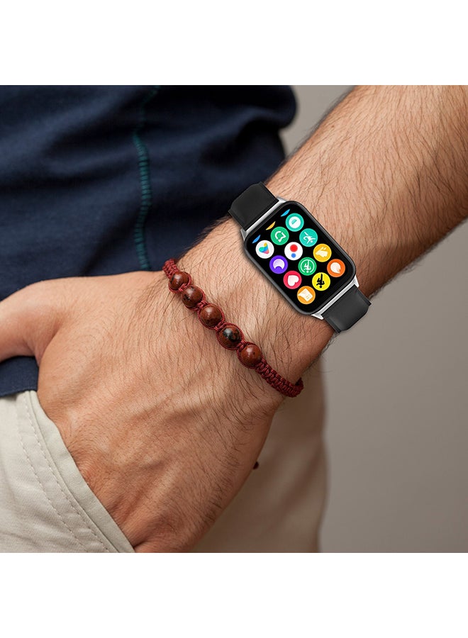 O Ozone أحزمة جلدية متوافقة مع سوار Xiaomi Smart Band 8 Pro، حزام جلدي بديل لساعة المعصم الذكية للنساء والرجال - أسود - Image 5