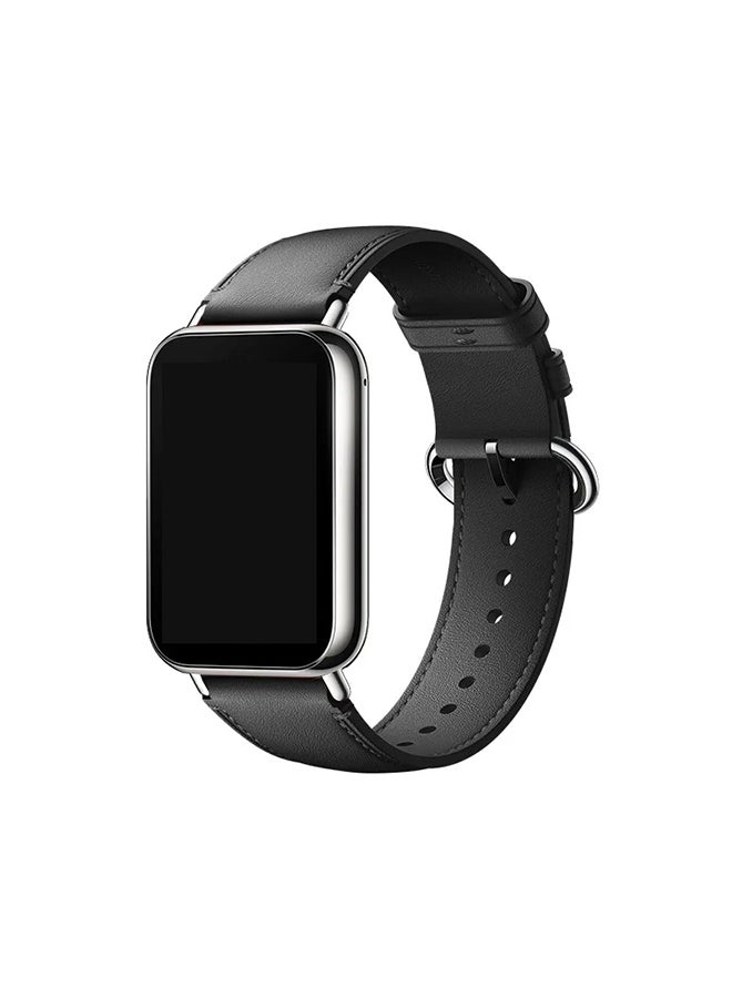 O Ozone Leather Straps Compatible with Xiaomi Smart Band 8 Pro, Leather Replacement Strap Watch Wrist Band Smart Bracelet Accessories for Women Men -Black  - Image 1