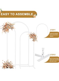 WISFOR Wedding Arch Shelf Stand Set of 3 White Metal Wedding Arch Backdrop Stand Frame Decoration Arched Flower Stand with Sturdy Base for Ceremony Celebrations Birthday Party  - Image 5