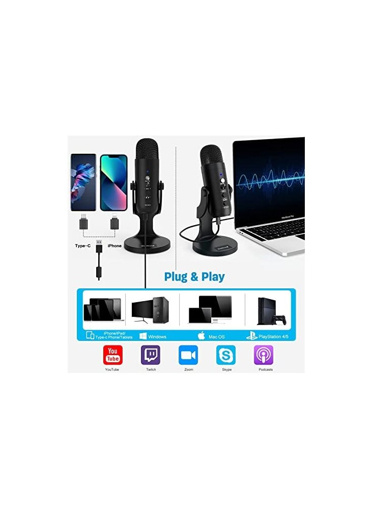 Jmary PW8 Professional Metal Voice Recording Usb Condenser Studio And Podcast Recording Gaming Microphones - Image 2