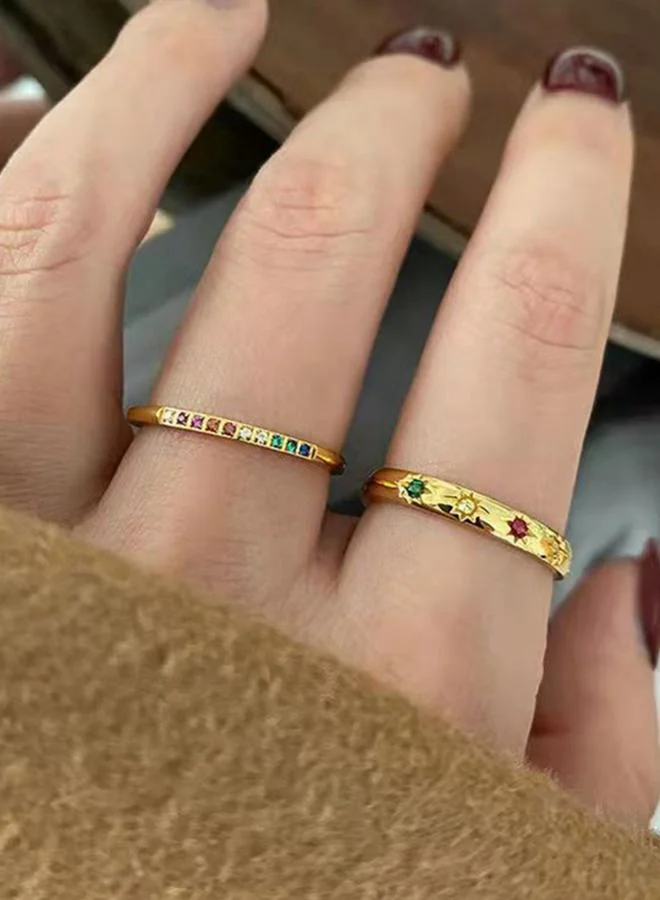 تايك تو حزمة من 2 - خواتم مُرصعة بعدة أحجار زركونيا