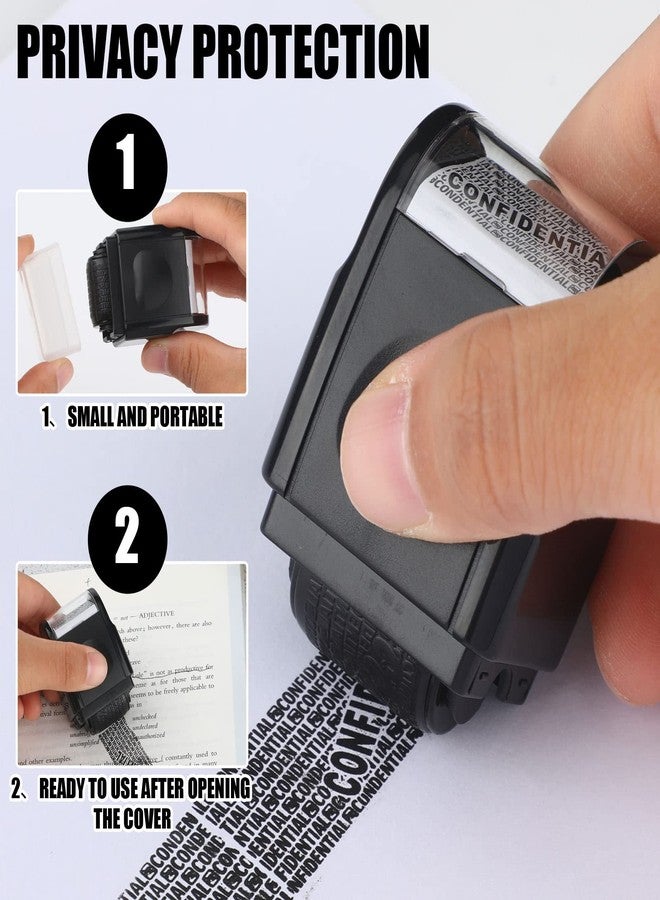 Nezyo 2 Pack Identity Protection Roller Stamp Identity Theft, Confidential, Privacy Roller Stamp Information Blocker and 4 Pack Refill Ink for ID Account Data Address Security(Black) - Image 5