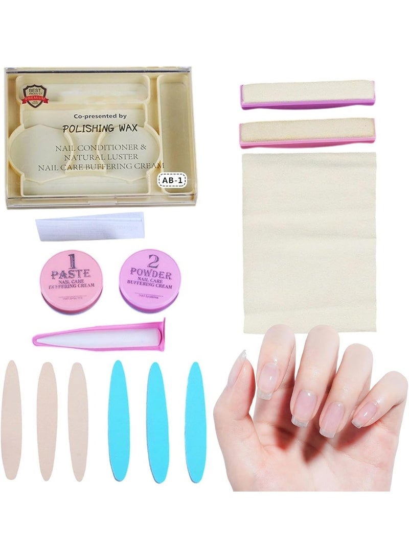 Nail Manicure Kit Set Buffer Shine Nail Prep Set For Women Girls Beginners Salon Home Daily Wedding Valentine Birthday Tools With Acrylic French Tip Style   - Image 1