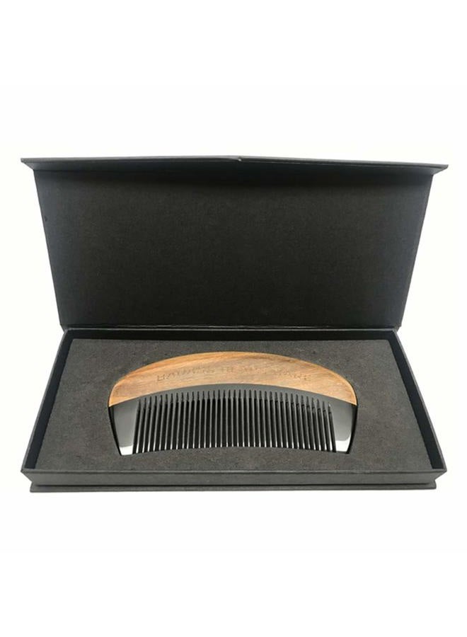 Badass Beard Care Black Series - Fine Tooth Ox Horn Comb For Men - 100% Ox Horn & Sandalwood, Hand Made, Sanded and Polished - Image 3
