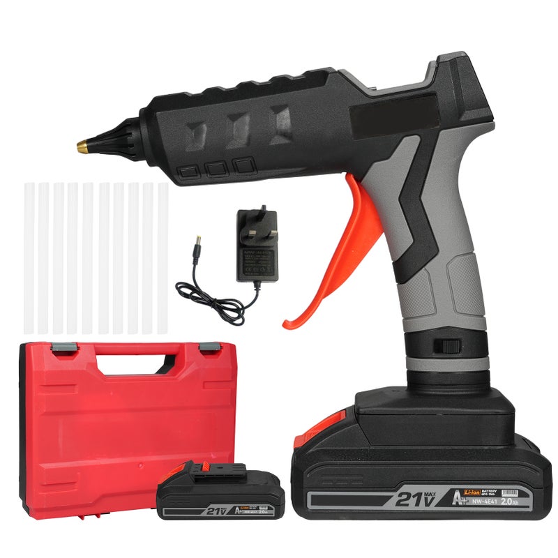 Cordless Hot Melt Glue Machine: Black & Grey, 21V 2.0Ah Rechargeable Battery, Fast 2-3 Min Heating - Ergonomic Lightweight Grip, Anti-Scald Safety Design for DIY Crafts, Home Repair, Holiday Decoratio - Image 1