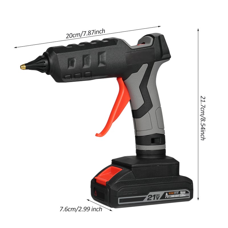 Cordless Hot Melt Glue Machine: Black & Grey, 21V 2.0Ah Rechargeable Battery, Fast 2-3 Min Heating - Ergonomic Lightweight Grip, Anti-Scald Safety Design for DIY Crafts, Home Repair, Holiday Decoratio - Image 2