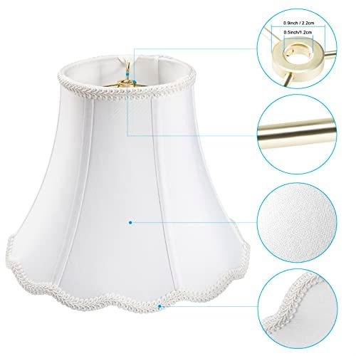 saangseon White Bell Scalloped Lamp Shade 5'' Top x 10'' Bottom x 8.3'' Slant Height x 8'' Vertical Height Imperial Lampshade Replacement, Brass Spider - Image 4