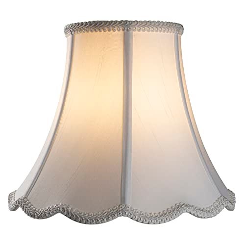 saangseon White Bell Scalloped Lamp Shade 5'' Top x 10'' Bottom x 8.3'' Slant Height x 8'' Vertical Height Imperial Lampshade Replacement, Brass Spider - Image 3